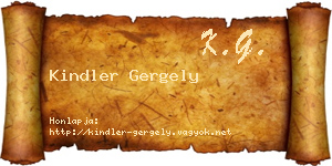 Kindler Gergely névjegykártya